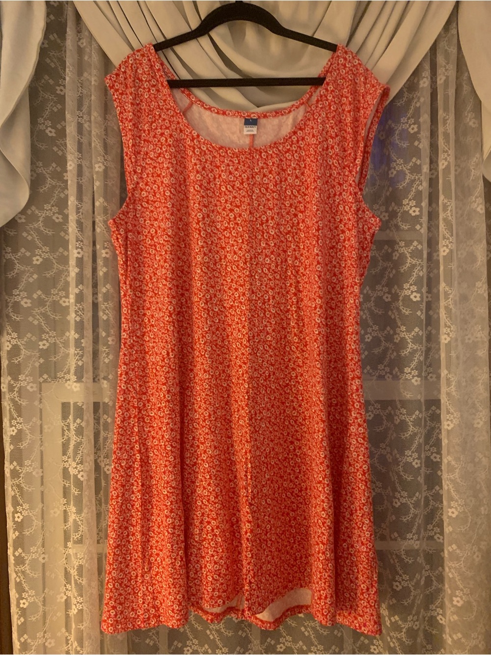 Old Navy Coral Floral Scoop-Neck Mini Dress